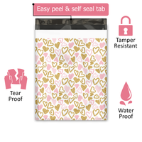 19x24 Pink and Gold Hearts Poly Mailers – Shipping Bags for Small Business