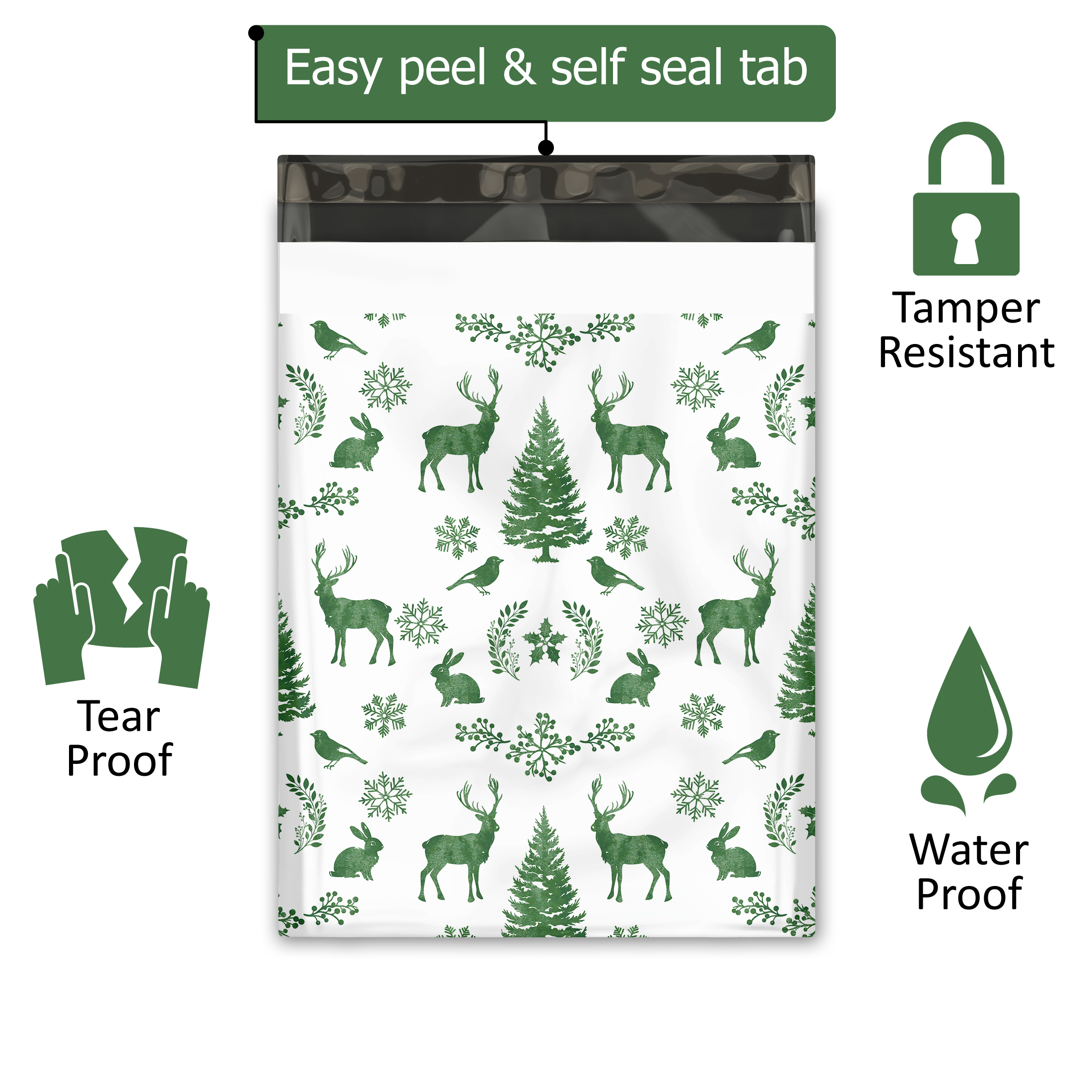 10x13 Winter Deer Poly Mailers – Shipping Bags for Small Business