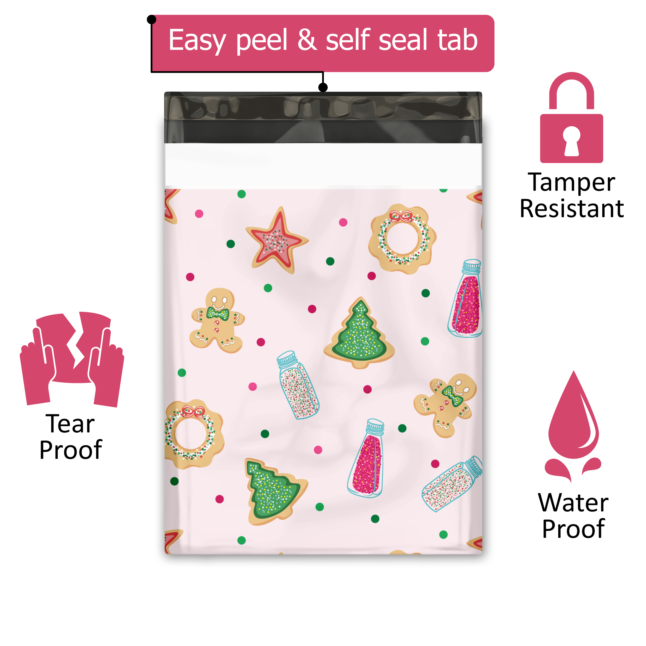 10x13 Christmas Cookie Poly Mailers – Shipping Bags for Small Business
