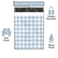 19x24 Blue Gingham Poly Mailers – Large Printed Shipping Bags