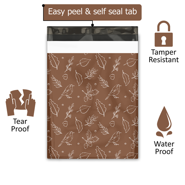 10x13 Oak & Acorn Poly Mailers – Woodland Nature Shipping Bags for Small Business