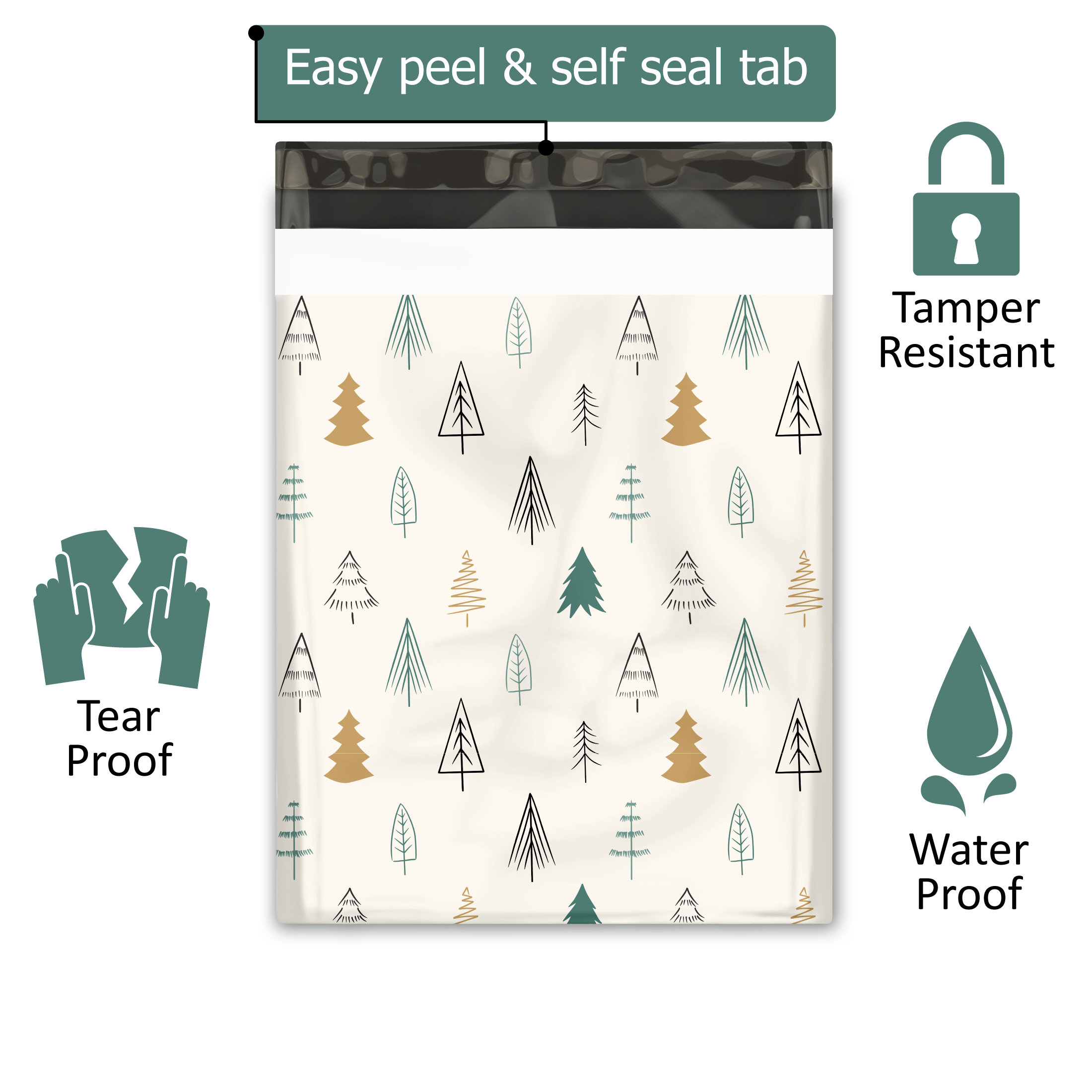 12x15 Fir Trees Poly Mailers – Shipping Bags for Small Business