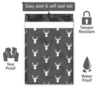 10x13 Charcoal Deer Heads Poly Mailers – Shipping Bags for Small Business