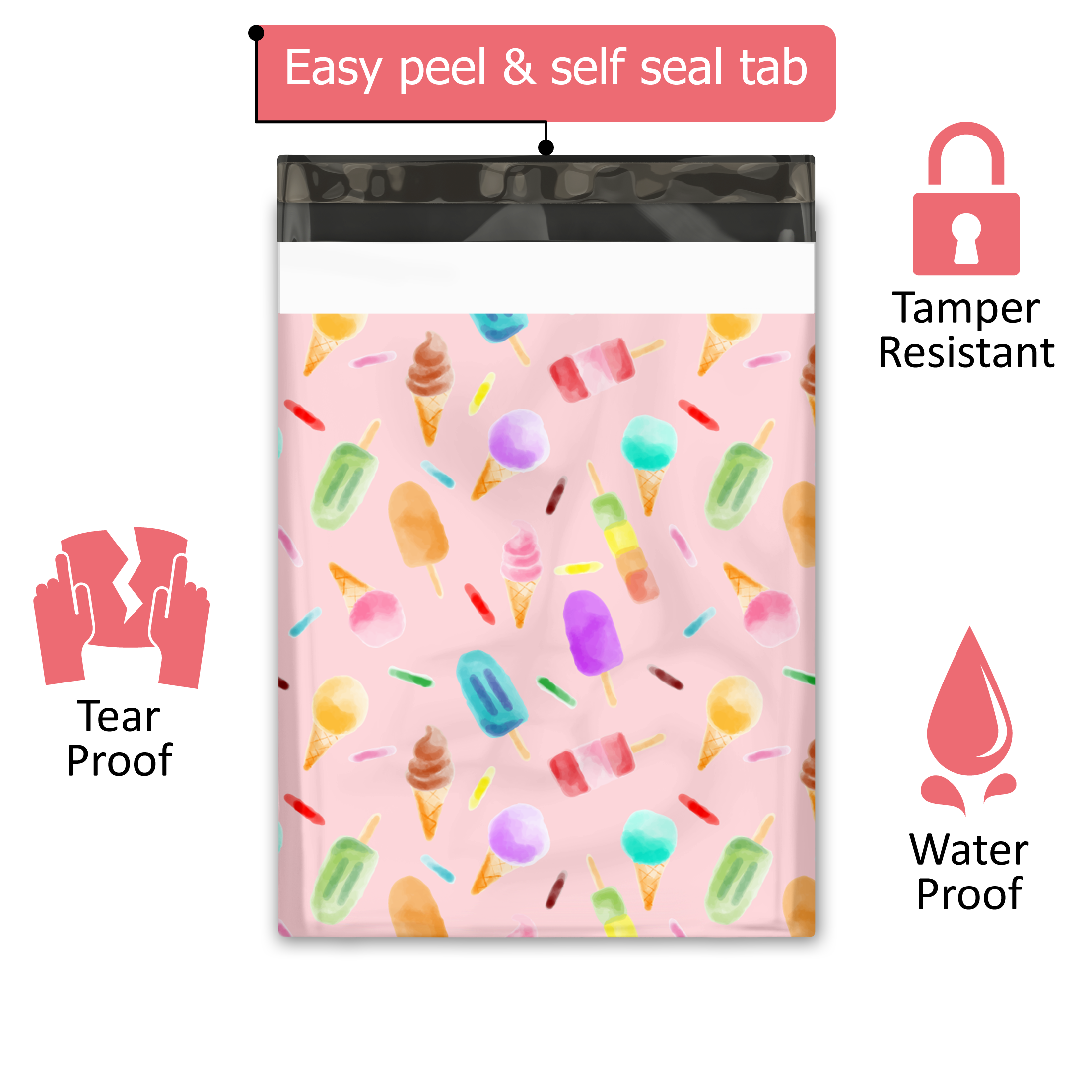 10x13 Ice Cream Poly Mailers – Shipping Bags for Small Business