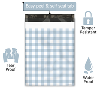 10x13 Blue Gingham Poly Mailers – Printed Shipping Bags for Small Business