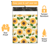 10x13 Sunflowers and Bumble Bees Poly Mailers – Shipping Bags for Small Business