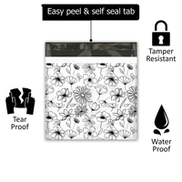 18x18 Black and White Floral Poly Mailers – Shipping Bags for Small Business