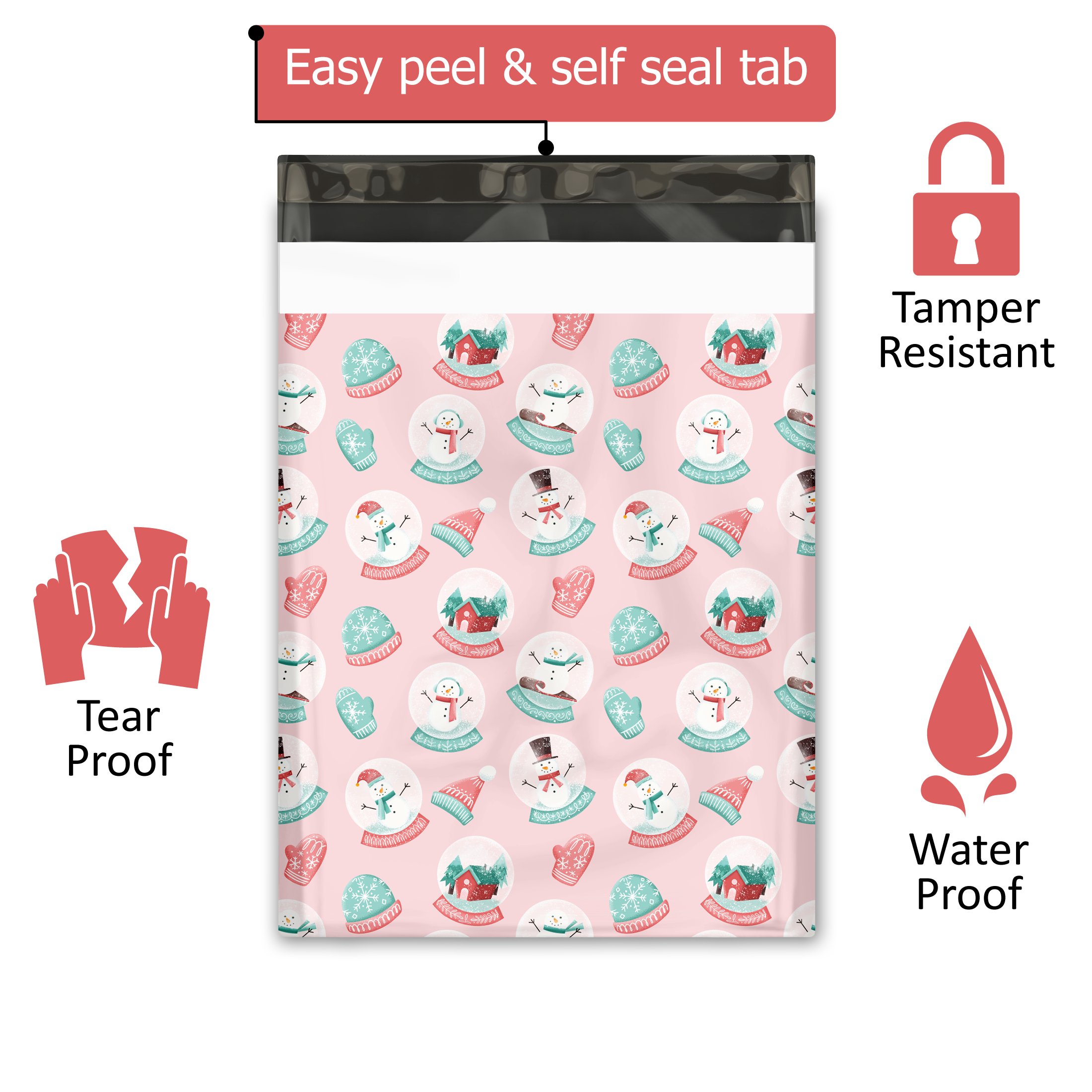 10x13 Snowglobes Poly Mailers – Shipping Bags for Small Business