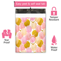 10x13 Pink and Gold Balloons Poly Mailers – Shipping Bags for Small Business