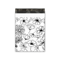 10x13 Black and White Sketched Floral Poly Mailers – Shipping Bags for Small Business