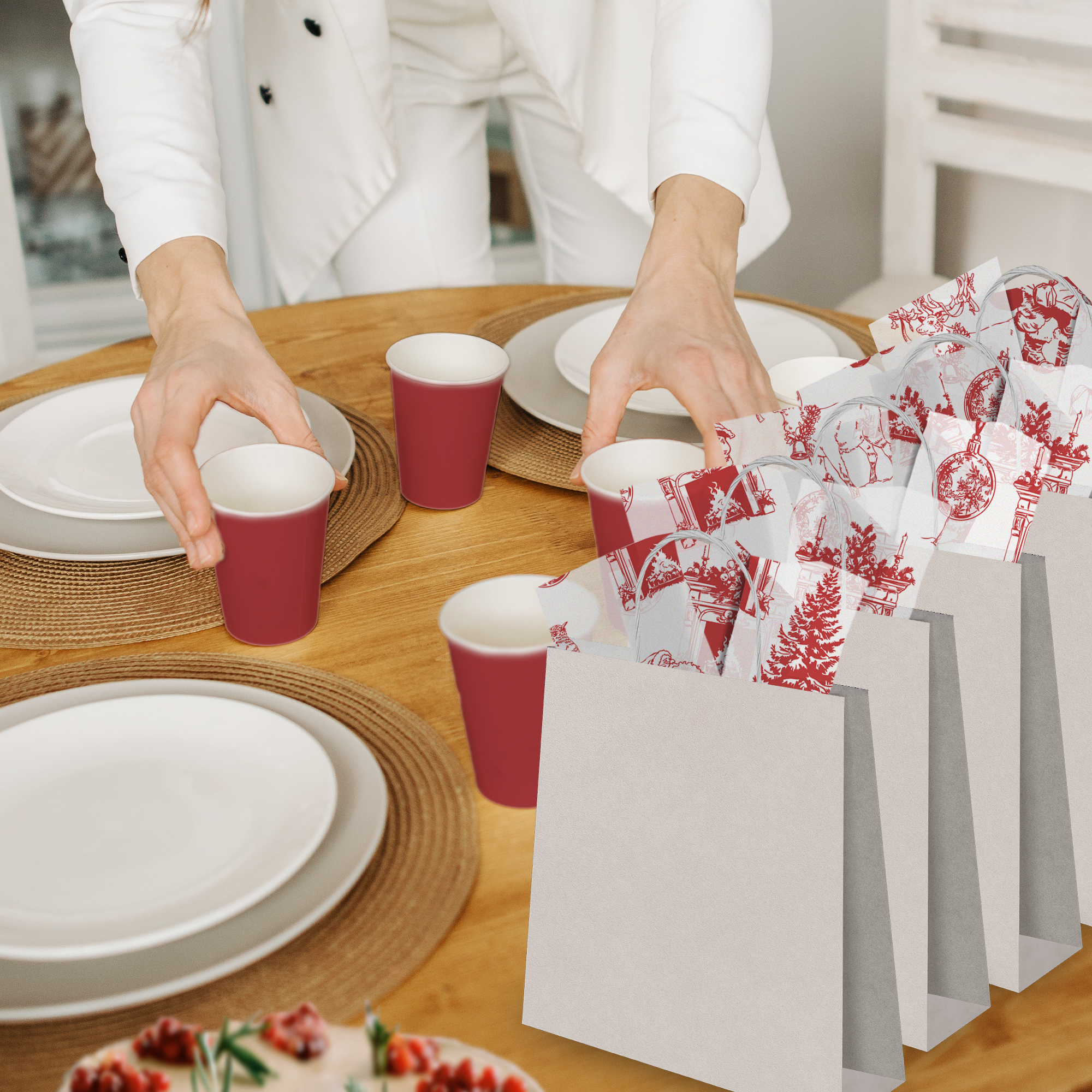 Vintage Christmas Toile Tissue Paper – 20 x 30 Holiday Gift Wrap Tissue Paper
