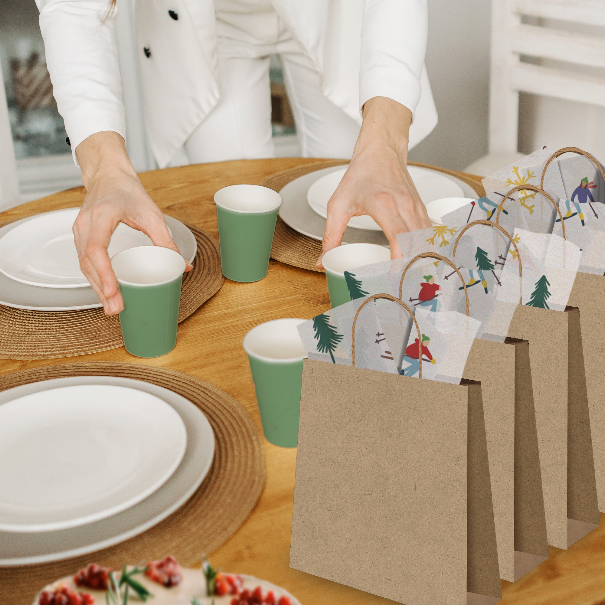 Winter Ski Village Tissue Paper – 20 x 30 Holiday Gift Wrap Tissue Paper