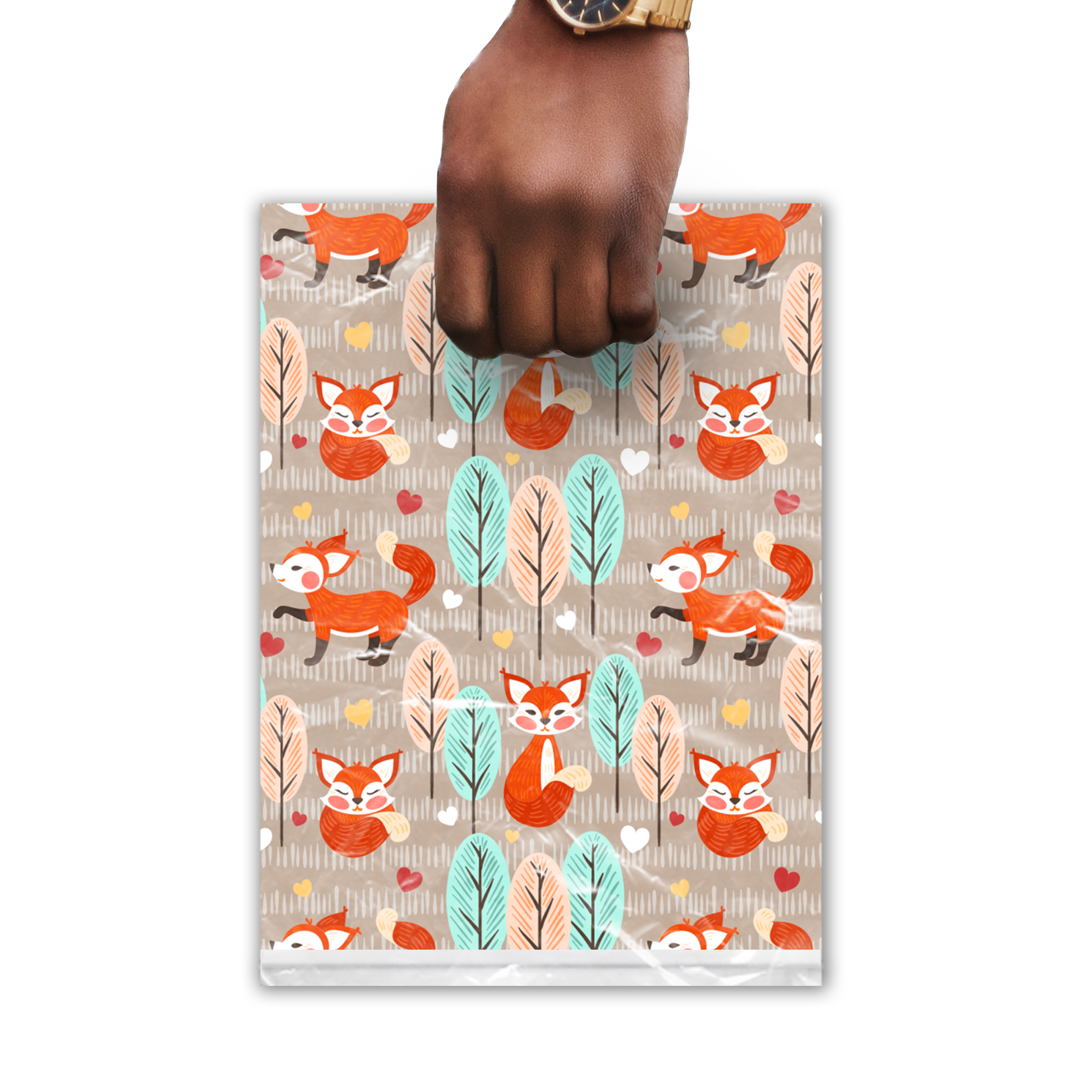 9x12 Fox Poly Merchandise Bags – Retail Bags with Die-Cut Handles (2 Mil)