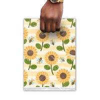 9x12 Sunflower and Bumble Bees Poly Merchandise Bags – Retail Bags with Die-Cut Handles (2 Mil)