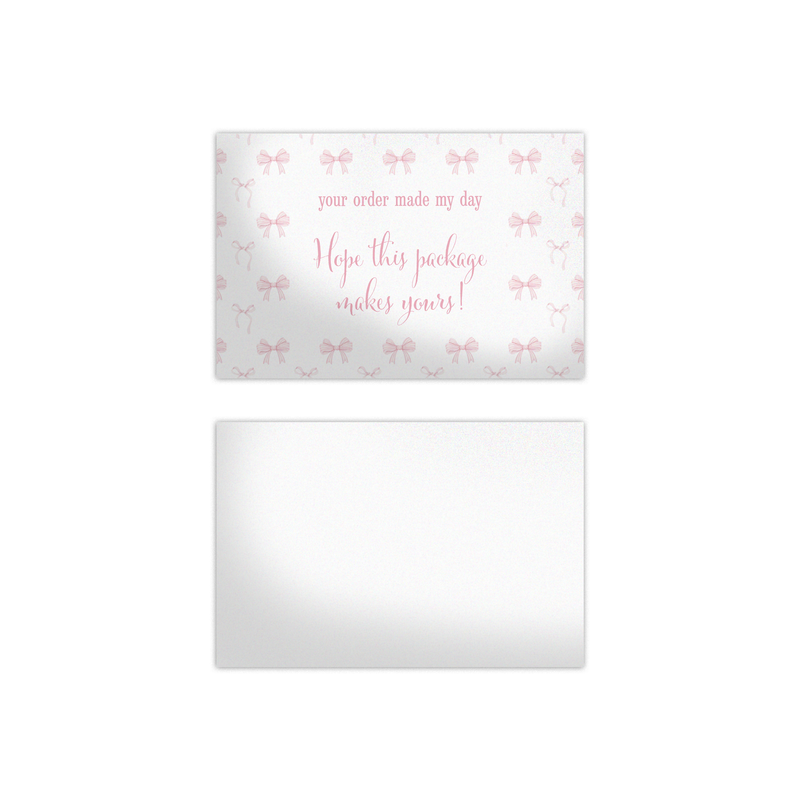 Pink Bows Insert Cards for Business Customers