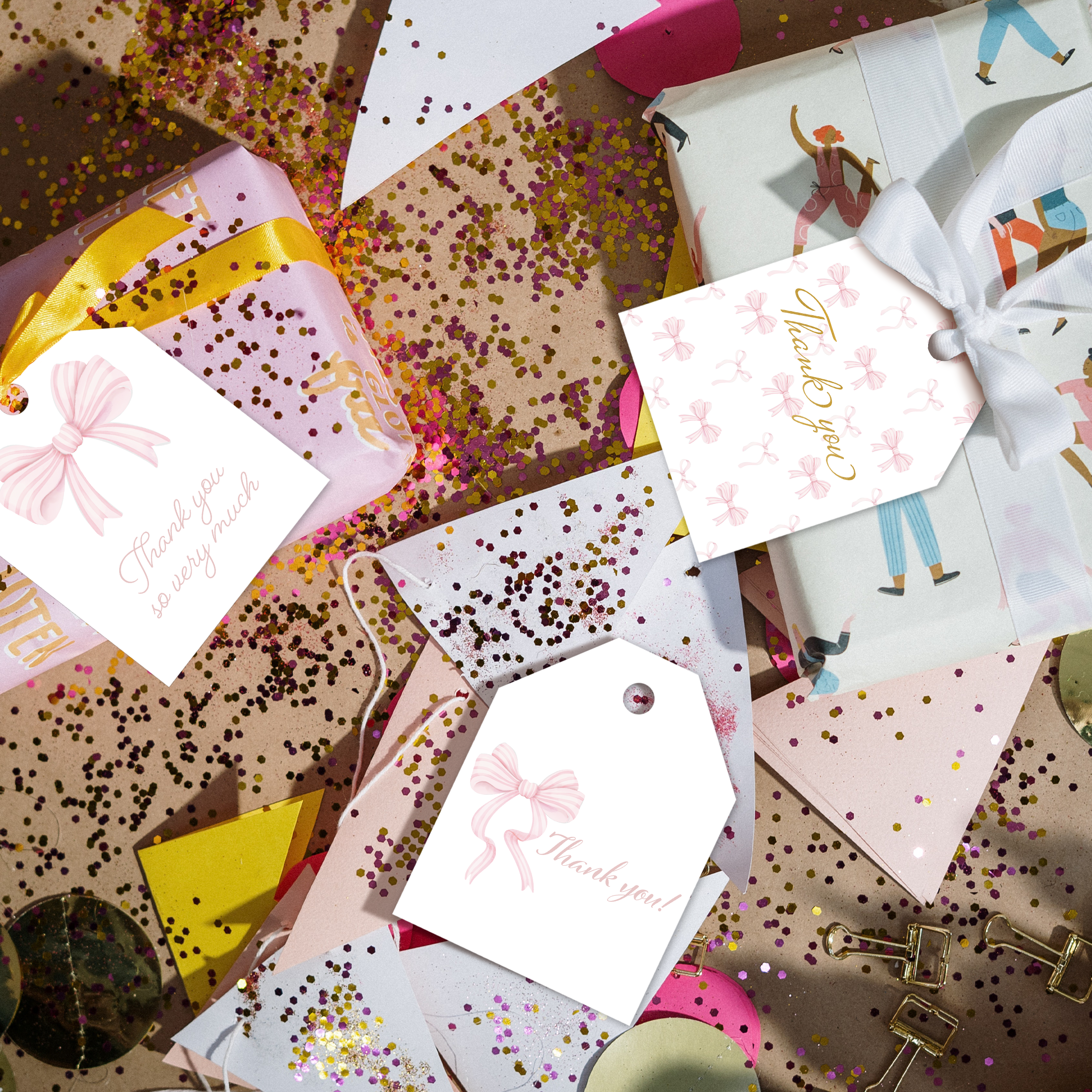 Pink Bows Assortment Gift Tags