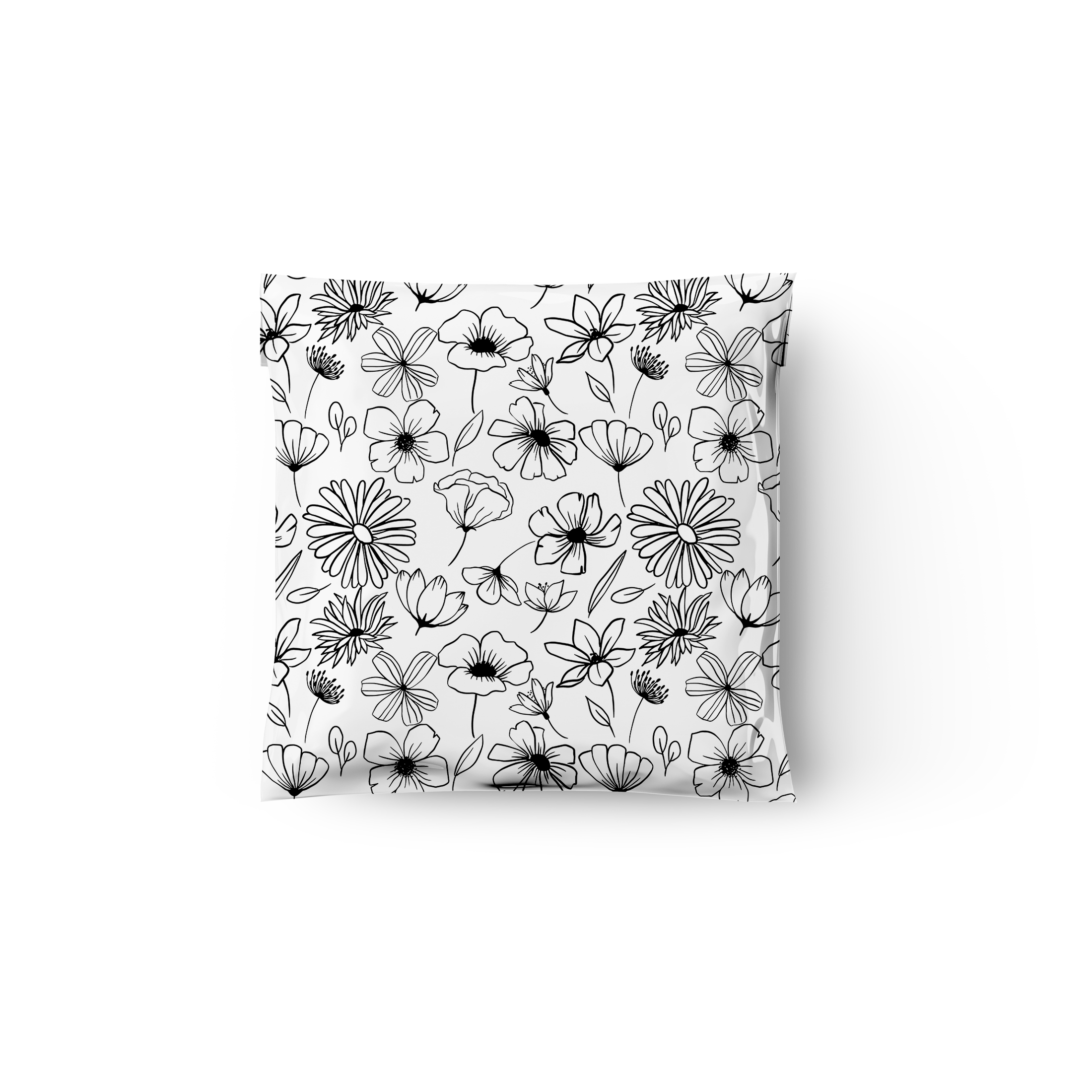 18x18 Black and White Floral Poly Mailers – Shipping Bags for Small Business