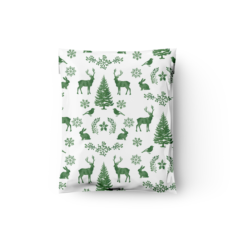 12x15" Winter Deer Designer Poly Mailers Shipping Envelopes Premium Printed Bags
