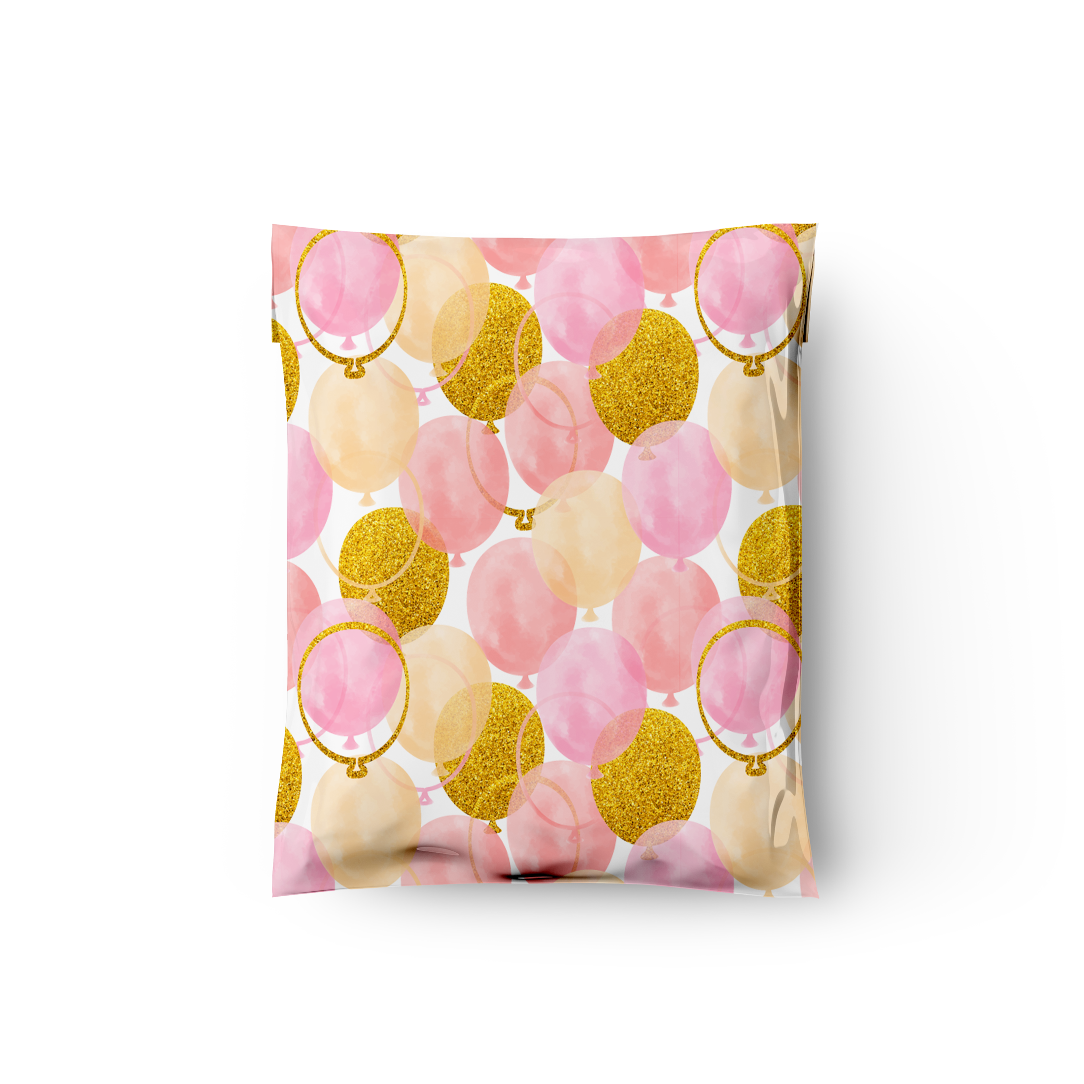 10x13 Pink and Gold Balloons Poly Mailers – Shipping Bags for Small Business