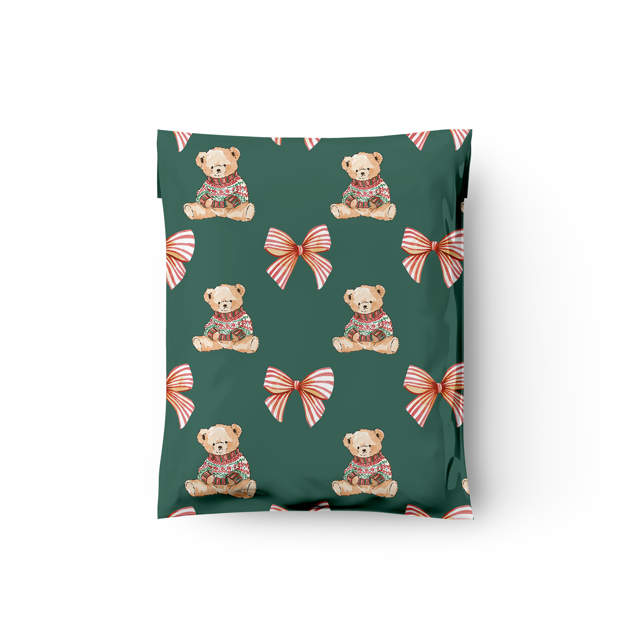 10x13 Christmas Teddy Bear Poly Mailers – Holiday Shipping Bags
