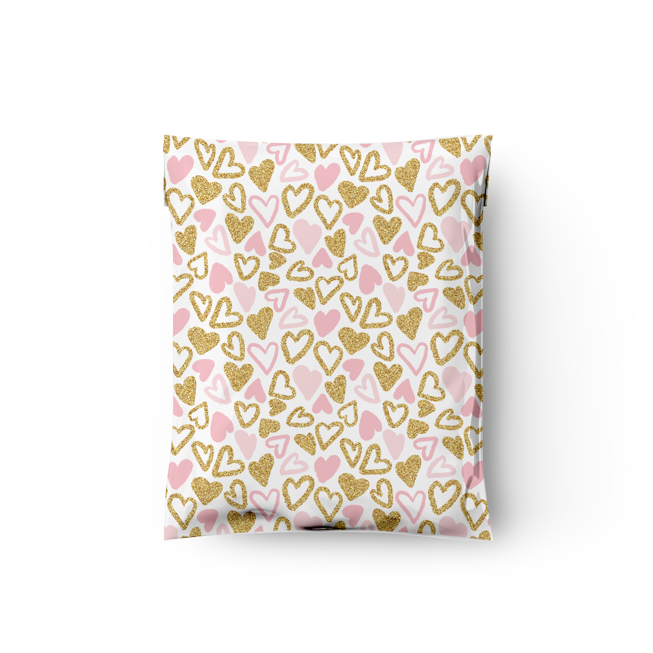 19x24 Pink and Gold Hearts Poly Mailers – Shipping Bags for Small Business