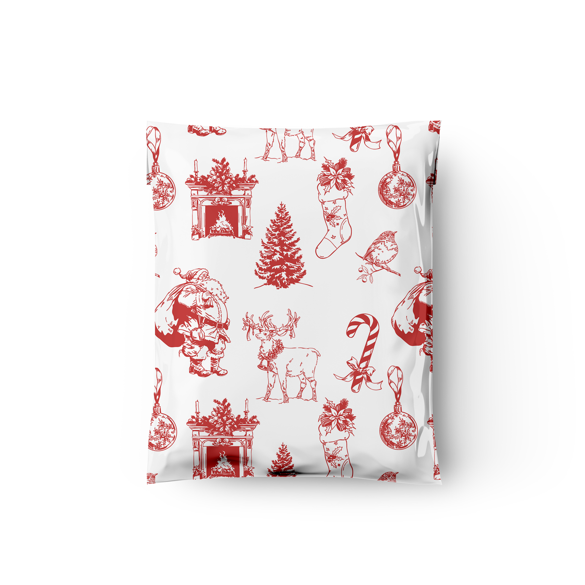 10x13 Vintage Christmas Toile Poly Mailers – Holiday Shipping Bags