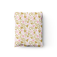 12x15 Pink and Gold Hearts Poly Mailers – Shipping Bags for Small Business