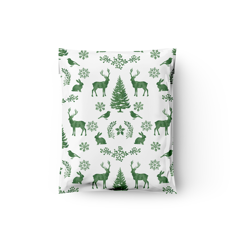 10x13" Winter Deer Designer Poly Mailers Shipping Envelopes Premium Printed Bags