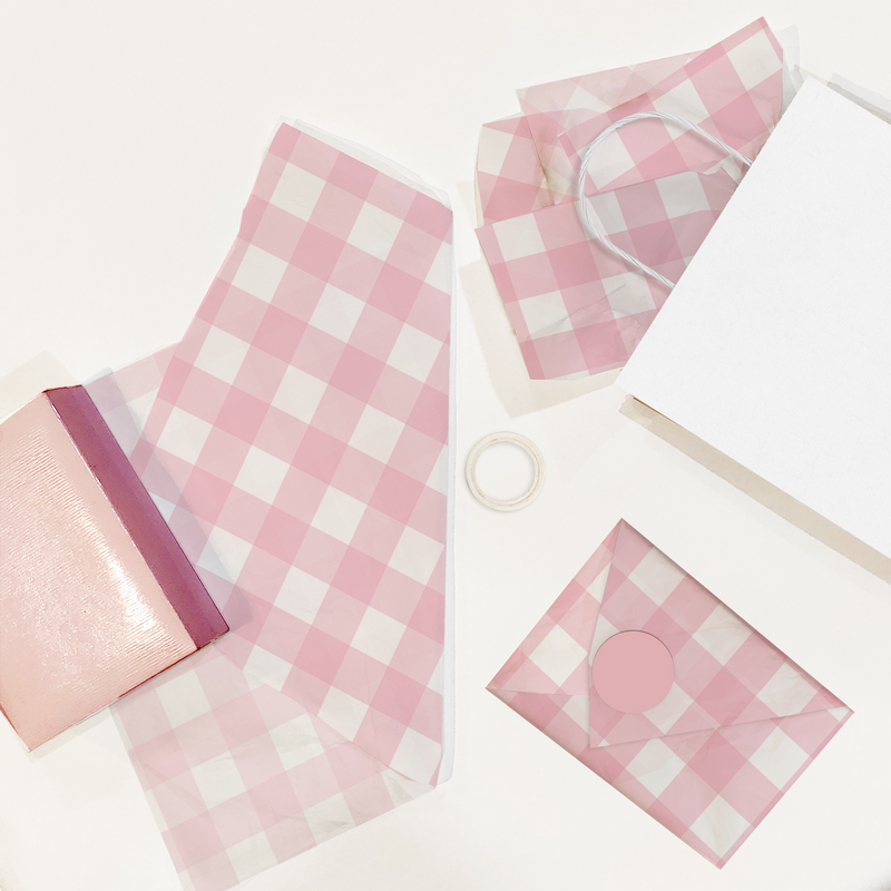 Pink Gingham Designer Tissue Paper for Gift Bags