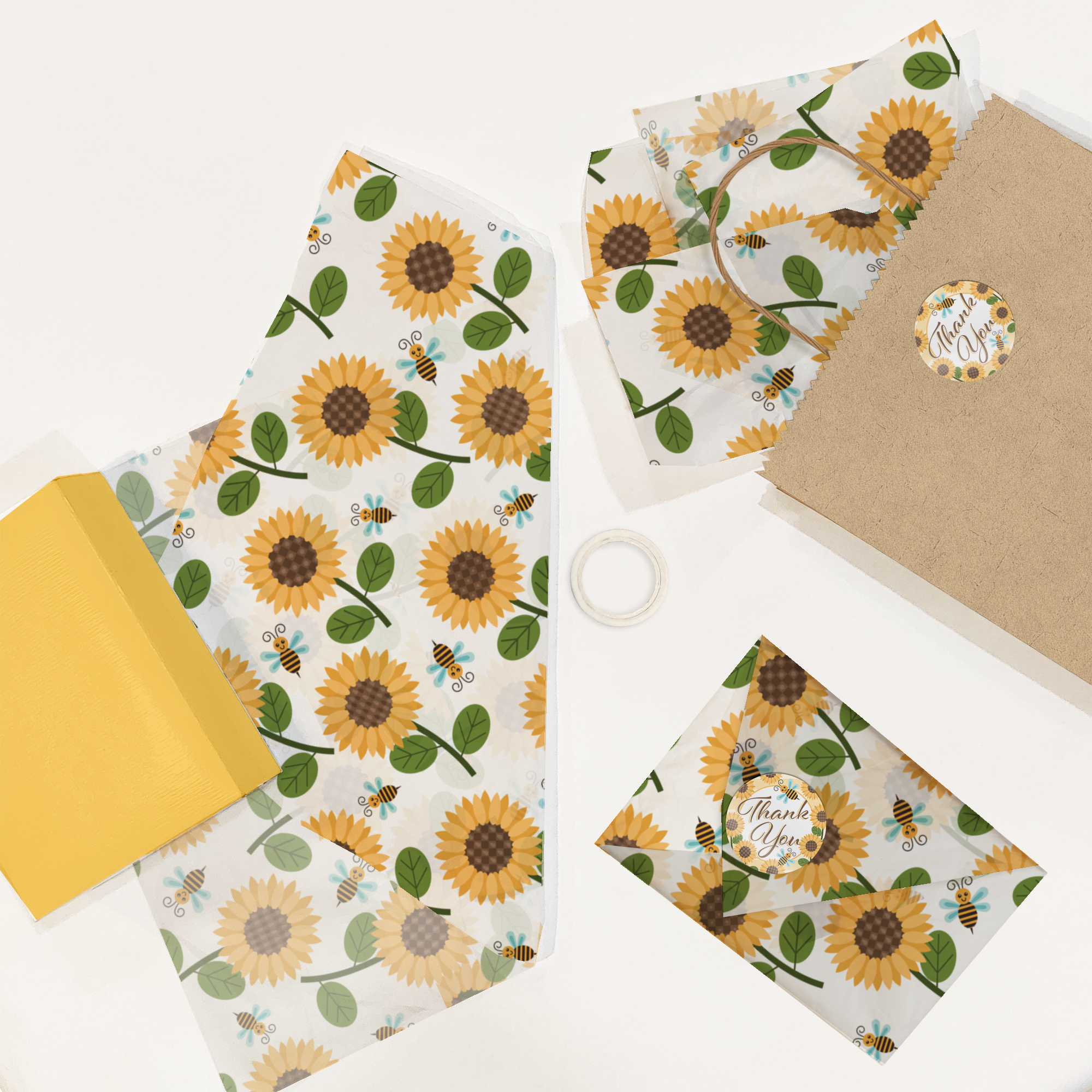 Sunflower and Bees 20x30 Tissue Paper – Gift Wrapping & Boutique Packaging