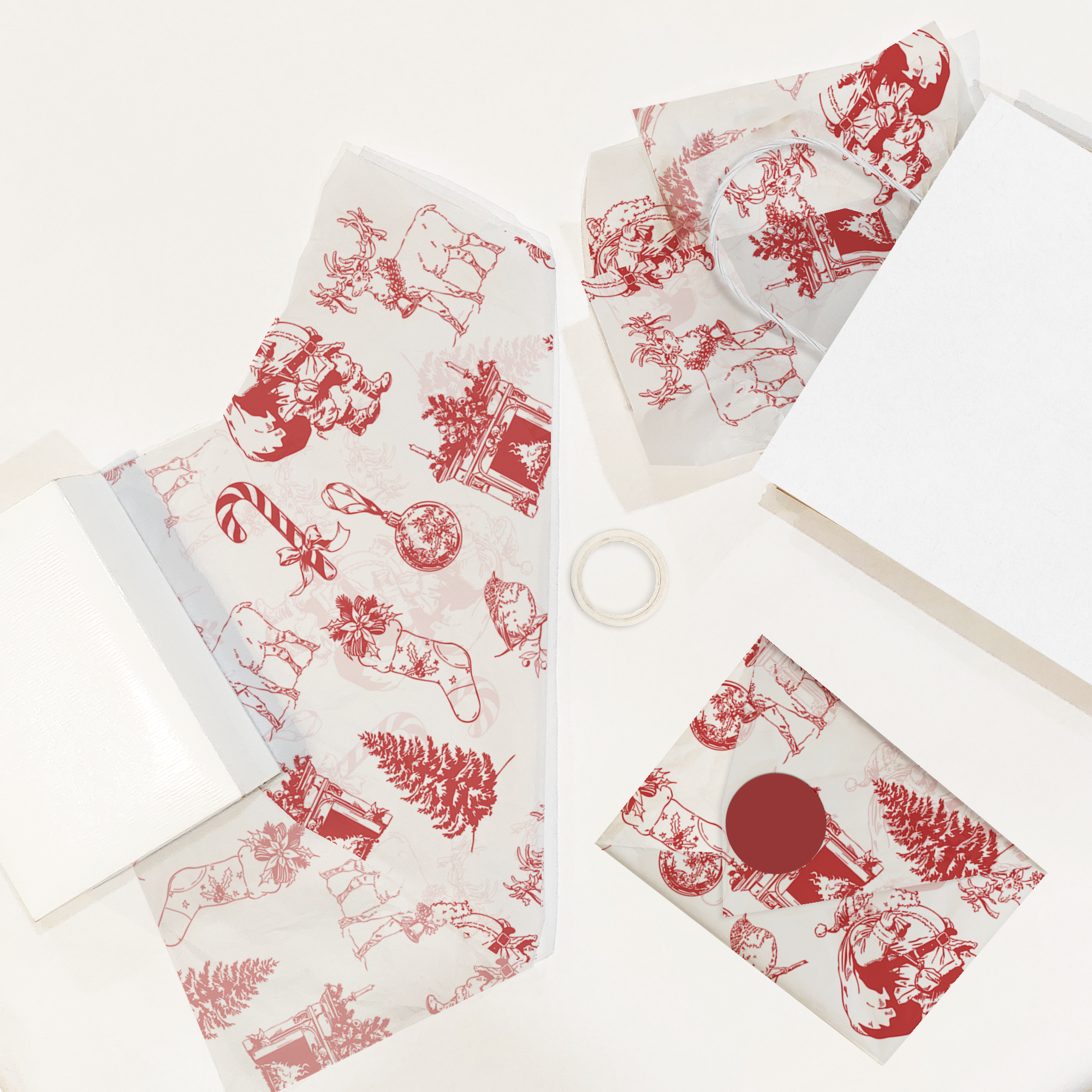 Vintage Christmas Toile Tissue Paper – 20 x 30 Holiday Gift Wrap Tissue Paper
