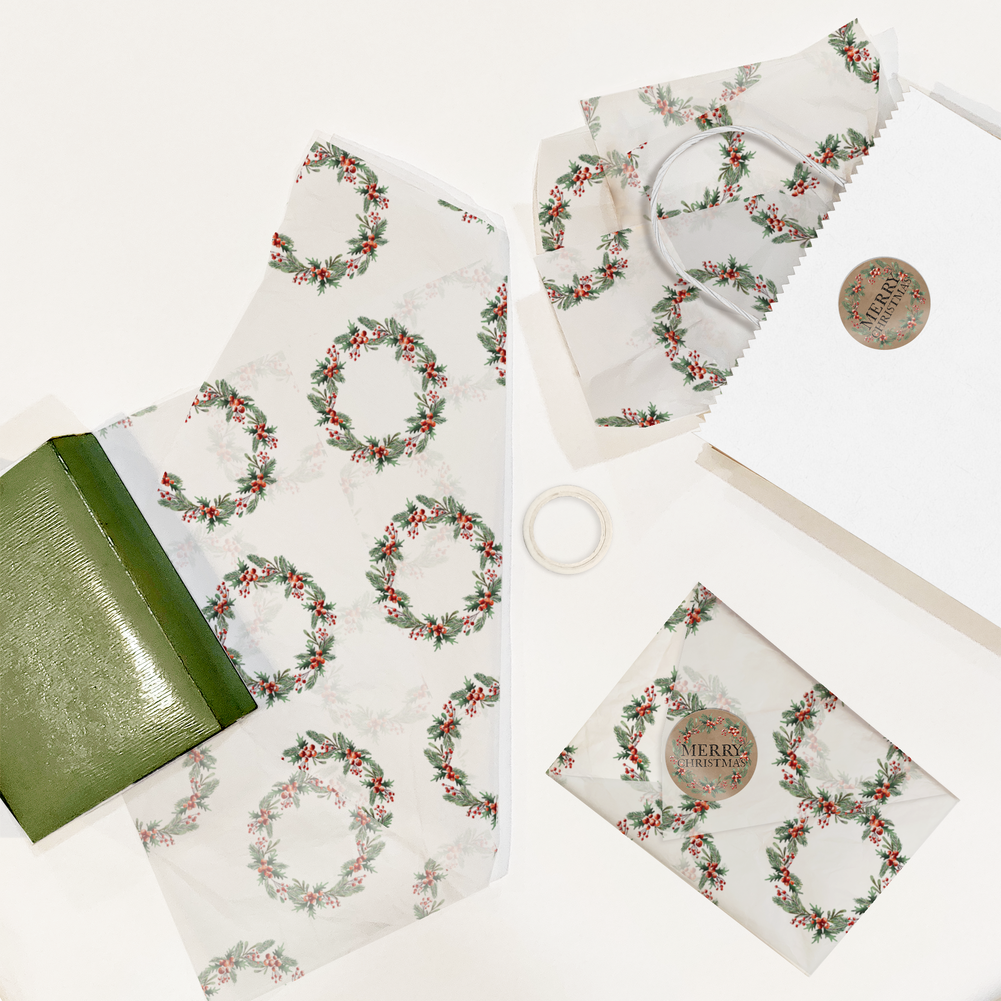 Christmas Wreath 20x30 Tissue Paper – Gift Wrapping & Boutique Packaging