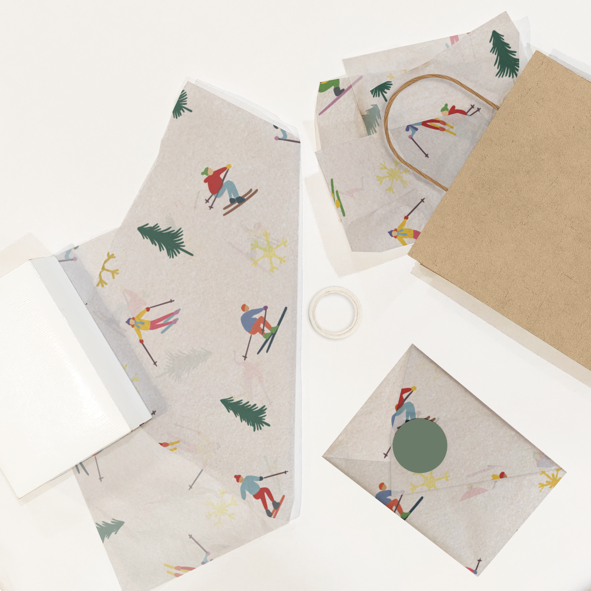 Winter Ski Village Tissue Paper – 20 x 30 Holiday Gift Wrap Tissue Paper