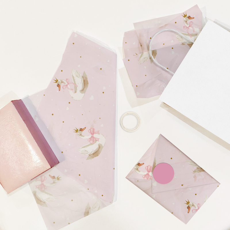 Pink Swans Tissue Paper For Gift Bags