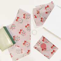 Vintage Floral Christmas Baubles Tissue Paper – 20 x 30 Holiday Gift Wrap Tissue Paper