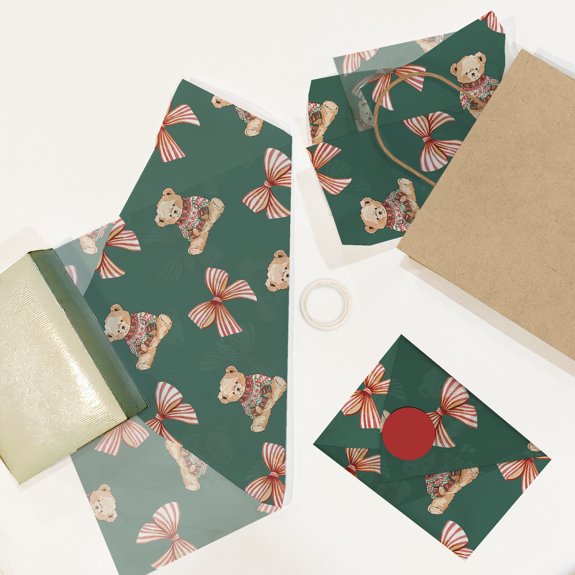 Christmas Teddy Bear Tissue Paper – 20 x 30 Holiday Gift Wrap Tissue Paper