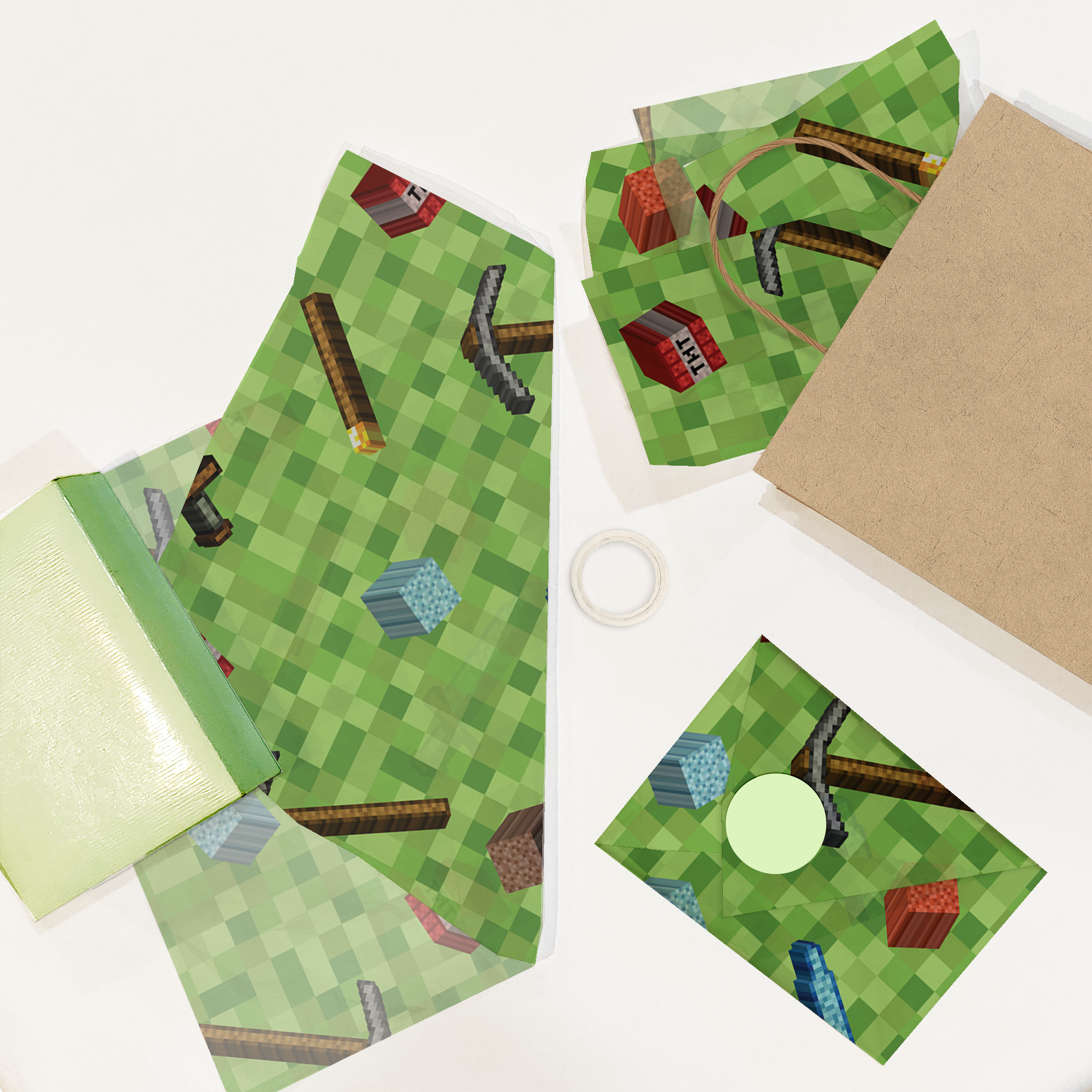 Mining Pixel Game 20x30 Tissue Paper – Gift Wrapping & Boutique Packaging