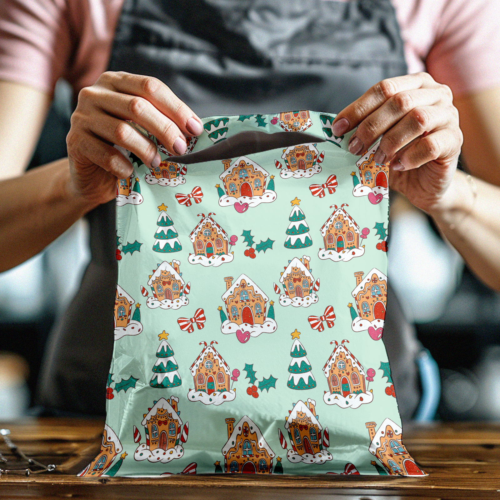 10x13 Gingerbread Houses Poly Mailers – Shipping Bags for Small Business