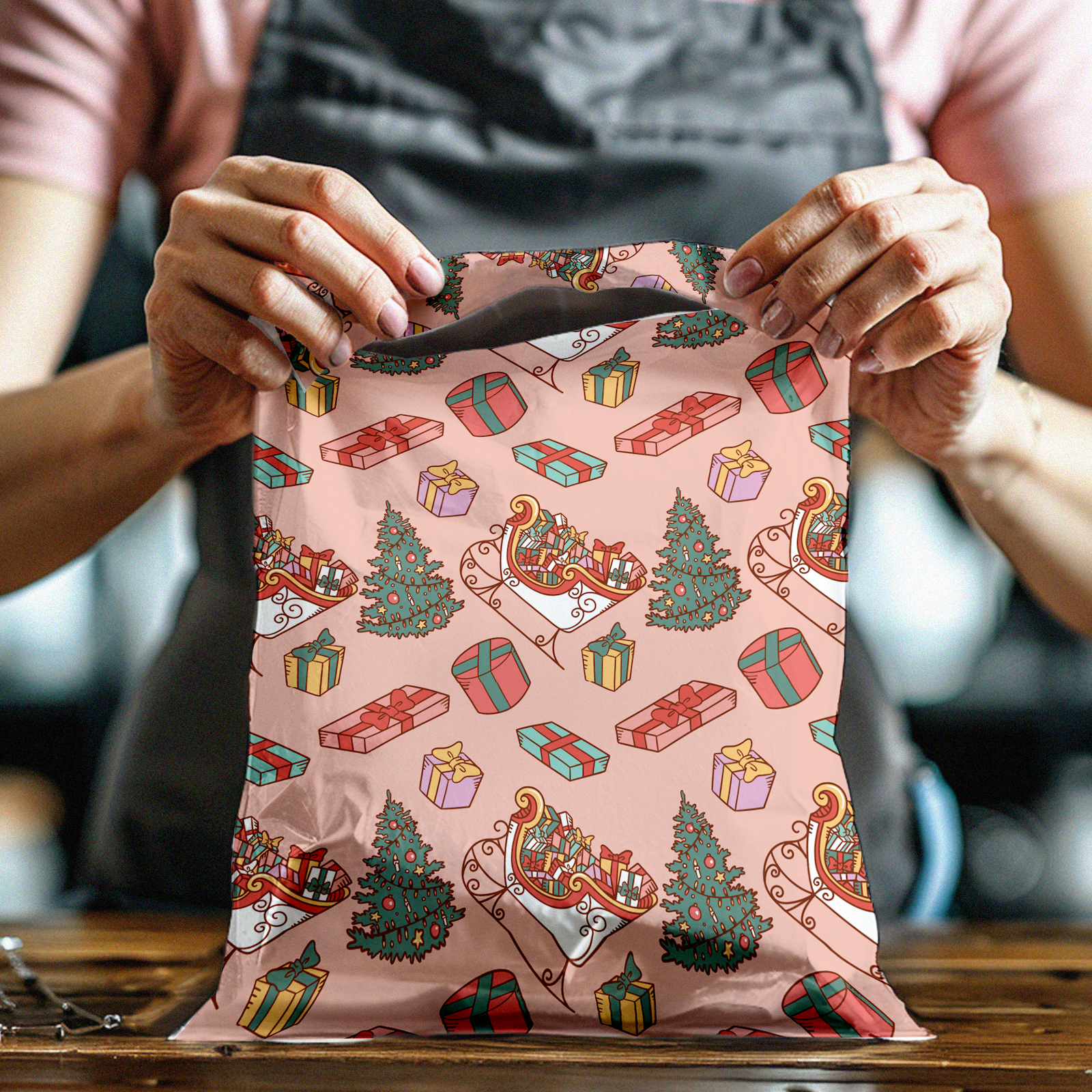 10x13 Santa's Sleigh Poly Mailers – Shipping Bags for Small Business