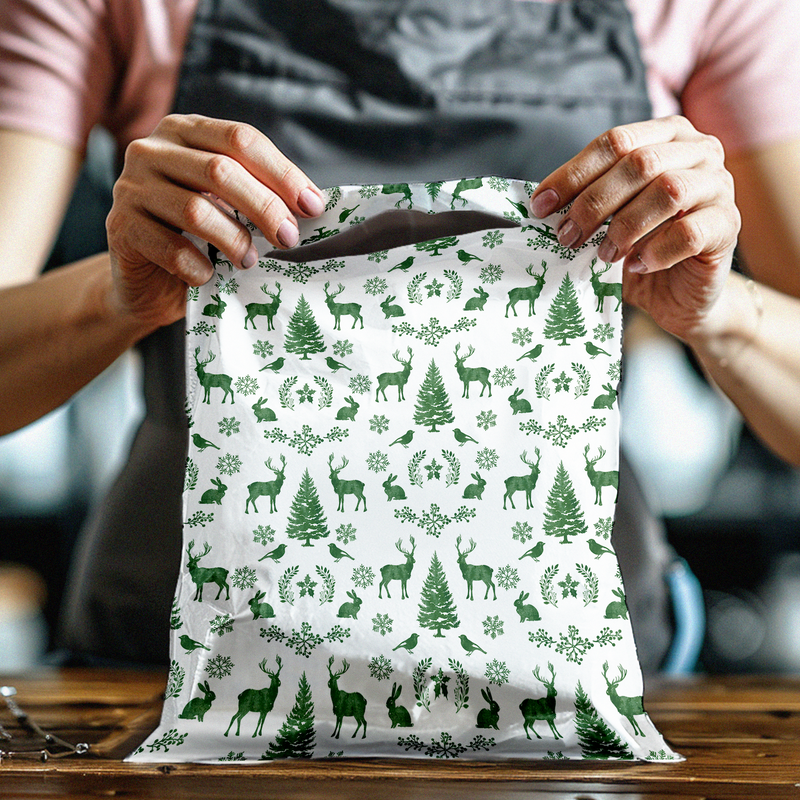 19x24" Winter Deer Designer Poly Mailers Shipping Envelopes Premium Printed Bags