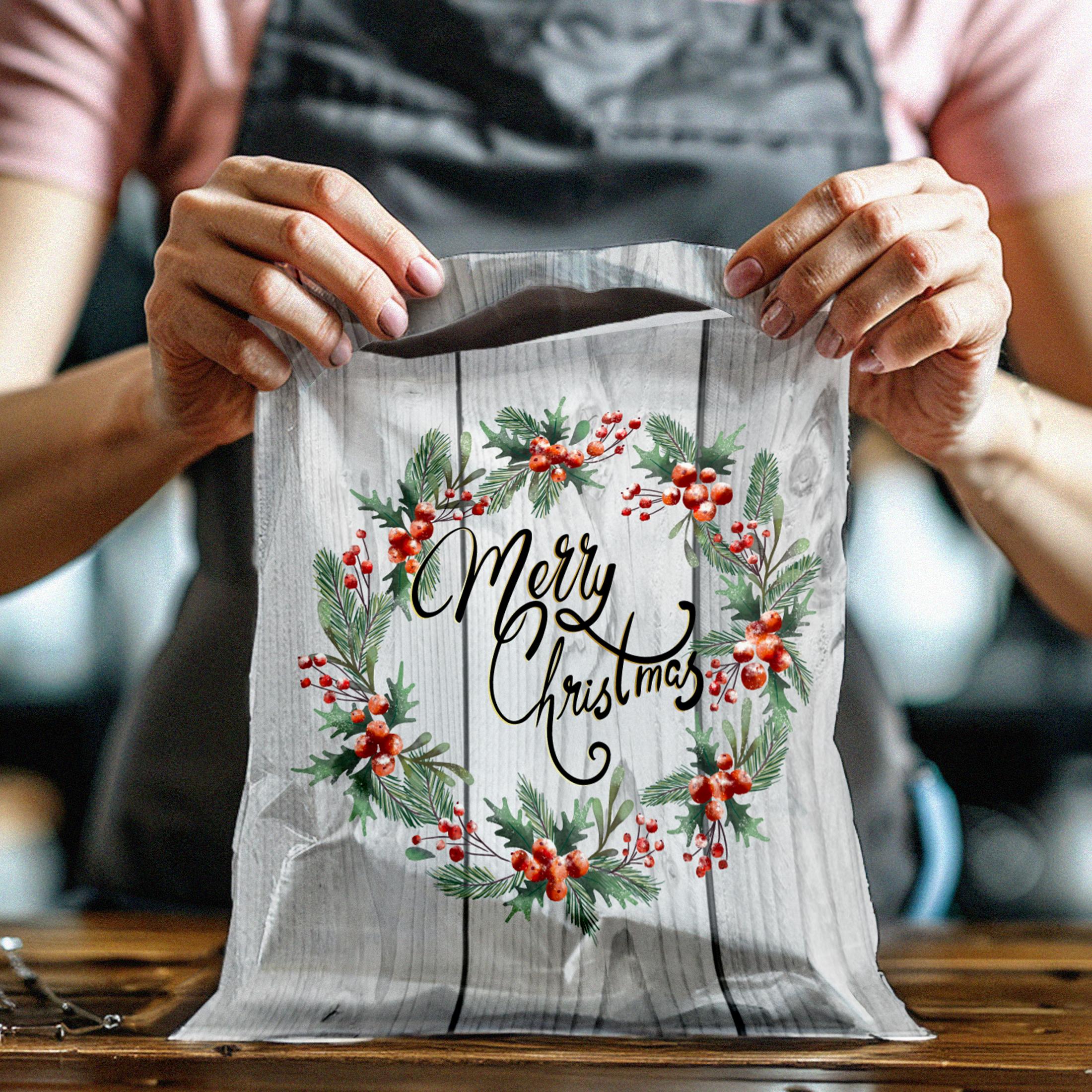 10x13 Christmas Wreath Poly Mailers – Shipping Bags for Small Business