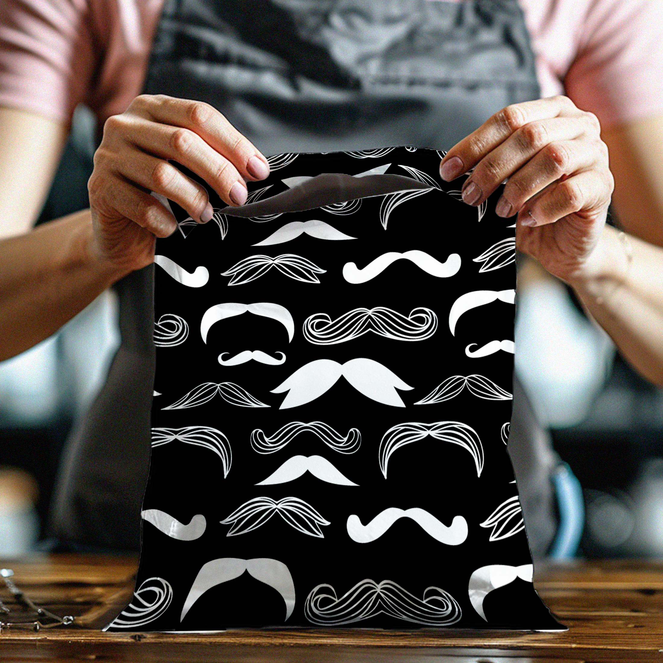 10x13 Stylish Mustache Poly Mailers – Shipping Bags for Small Business