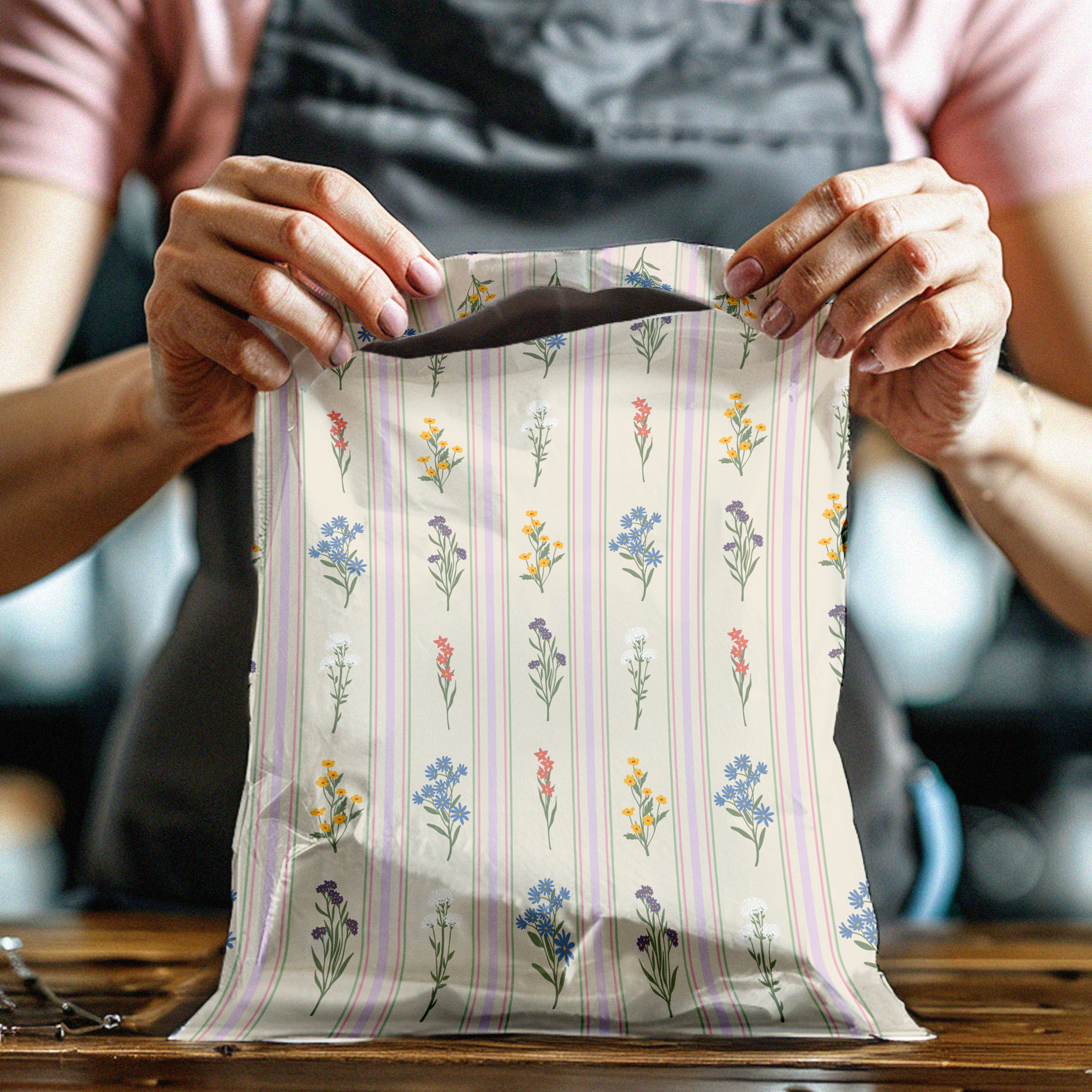 10x13 Striped Florals Poly Mailers – Shipping Bags for Small Business