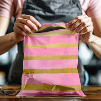 10x13 Pink and Gold Stripes Poly Mailers – Shipping Bags for Small Business