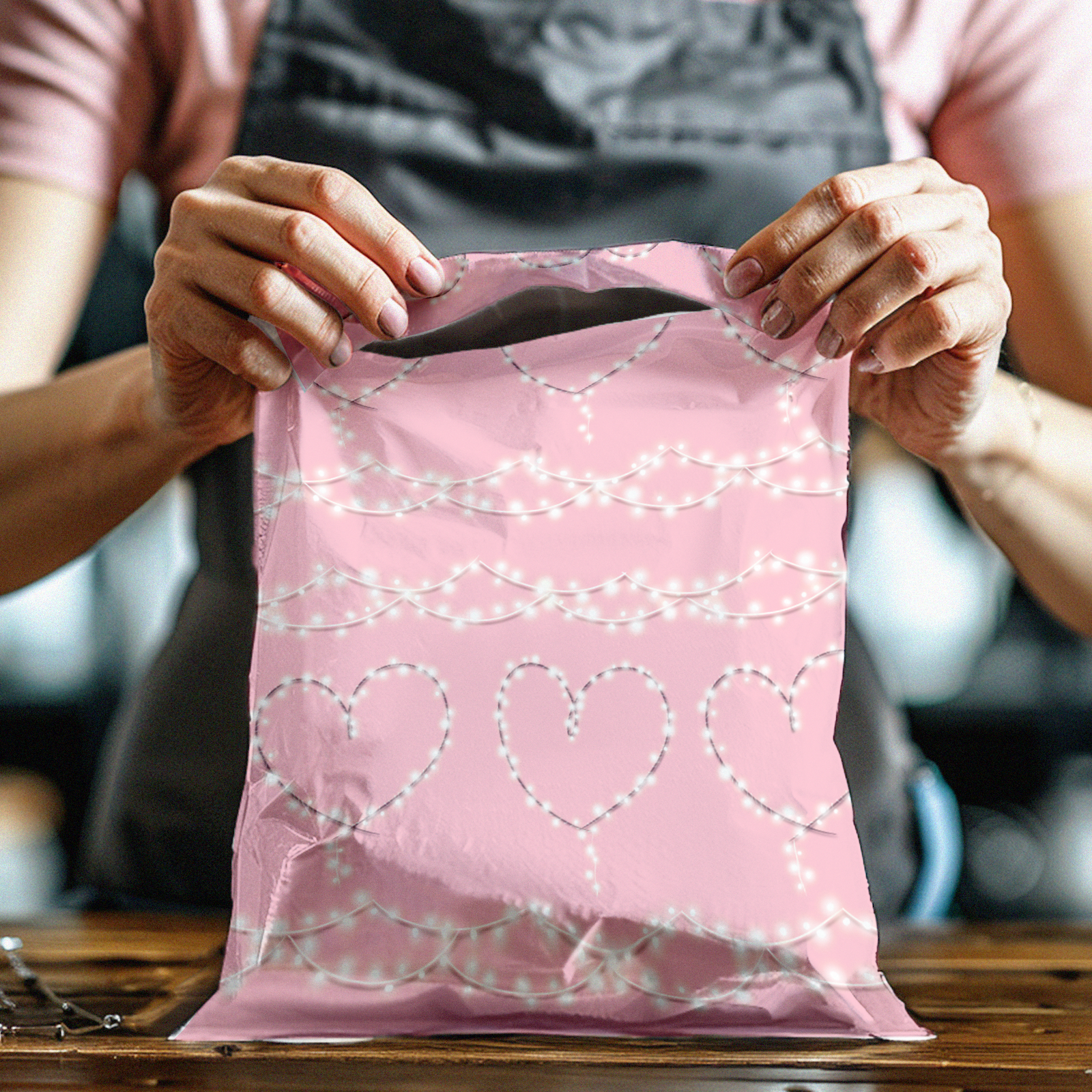 10x13 Heart Lights Poly Mailers – Shipping Bags for Small Business