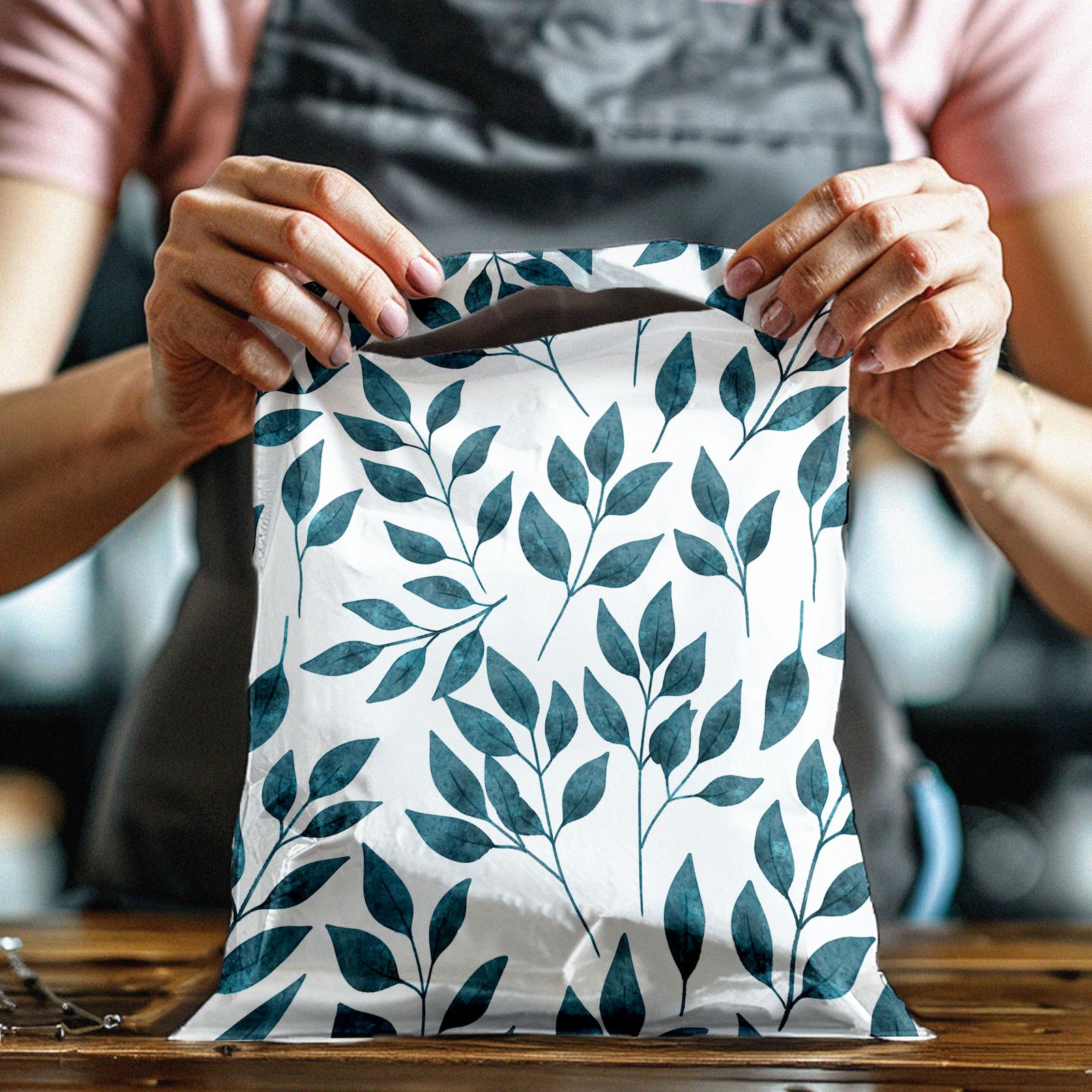 10x13 Teardrop Leaves Designer Poly Mailers Shipping Envelopes Premium Printed Bags