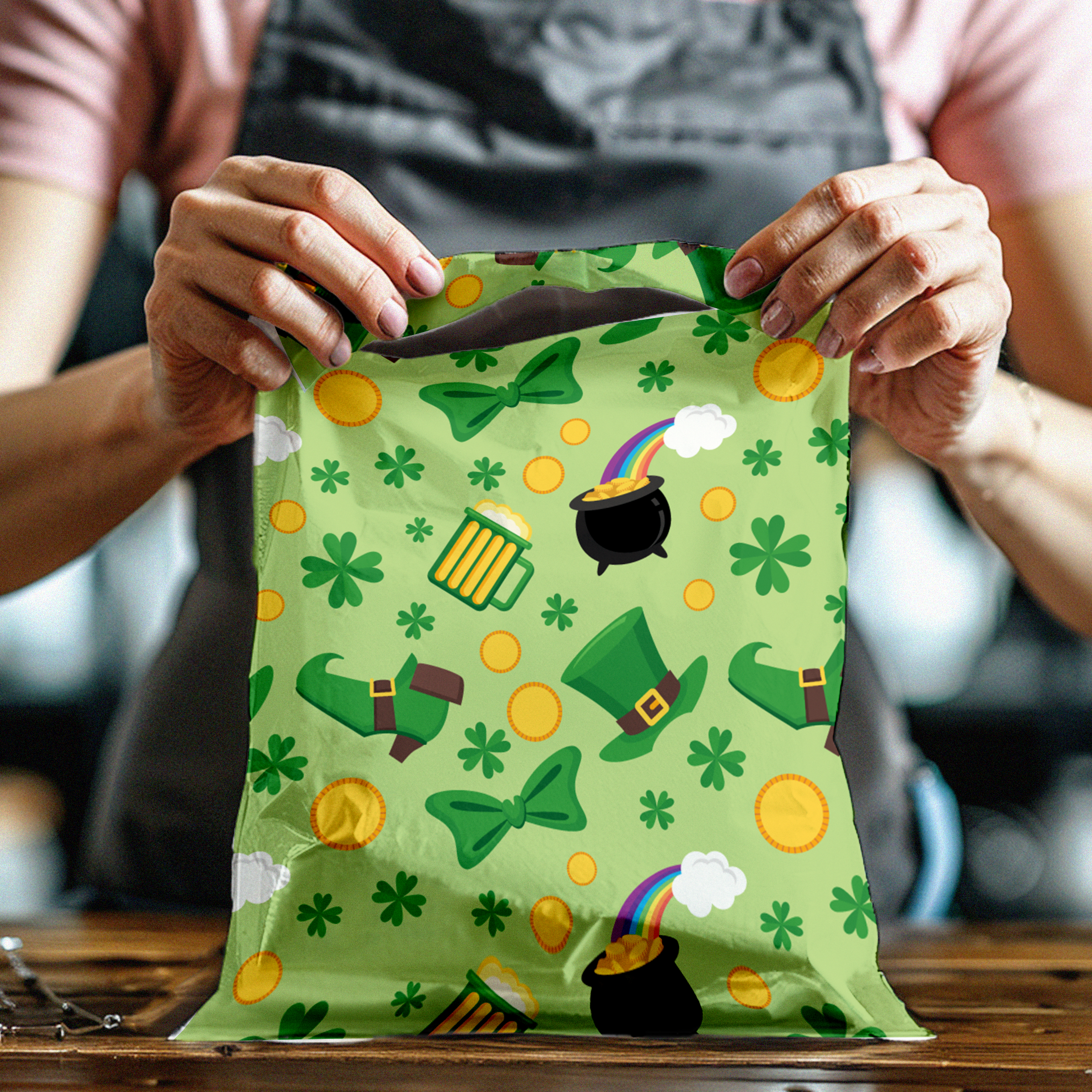 10x13 Lucky Shamrock Poly Mailers – Shipping Bags for Small Business