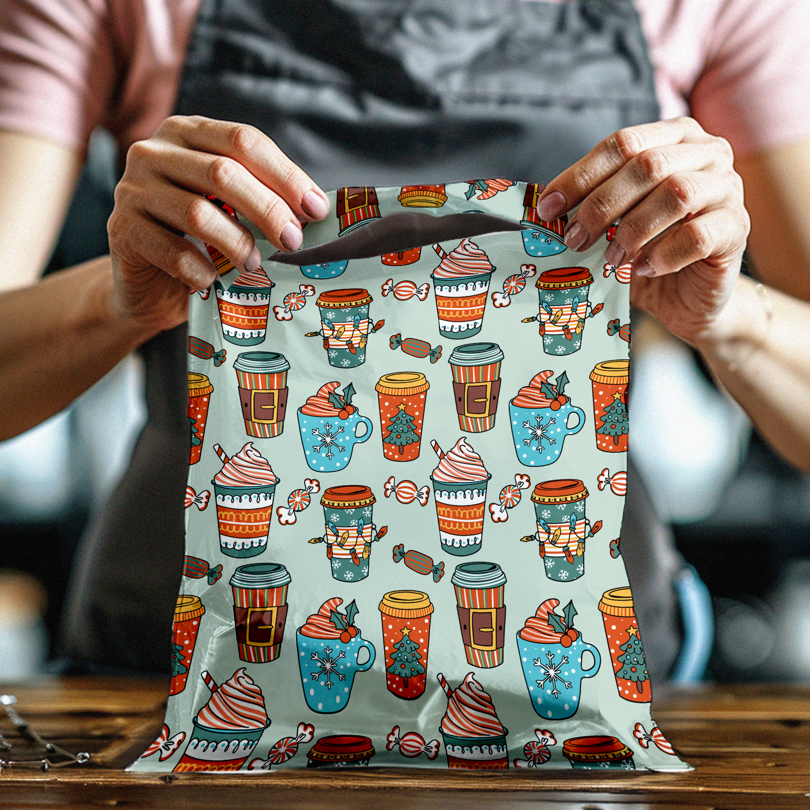10x13 Christmas Coffees Poly Mailers – Shipping Bags for Small Business