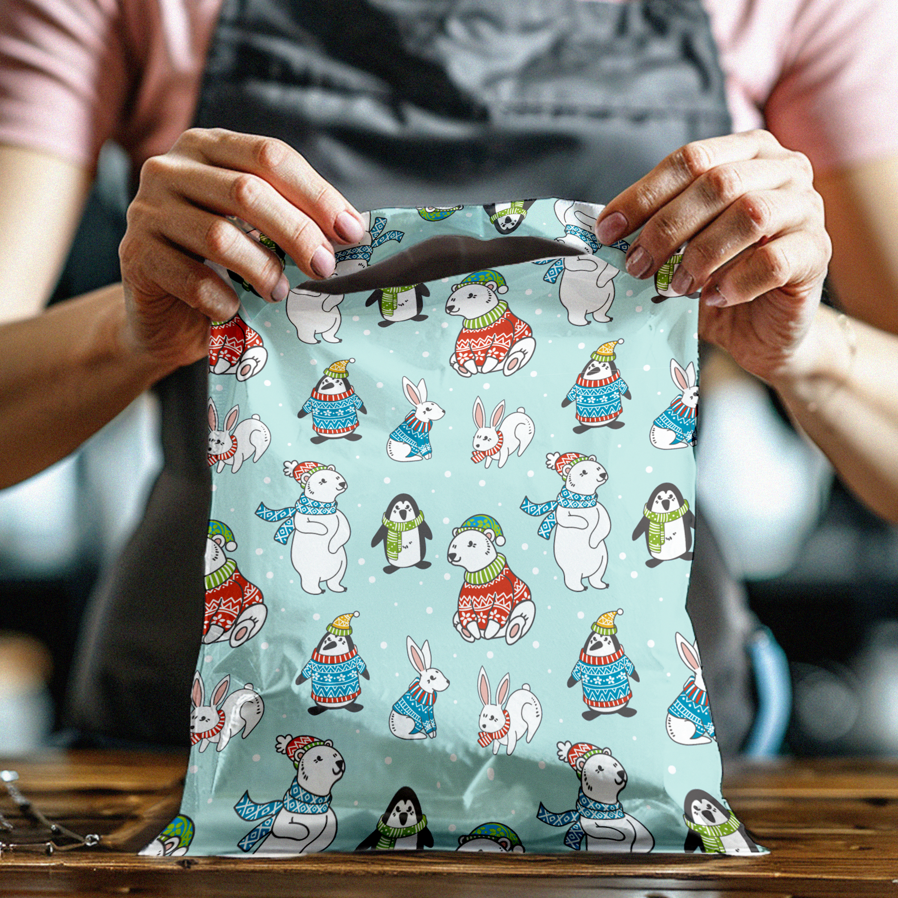 12x15 Winter Animals Poly Mailers – Shipping Bags for Small Business