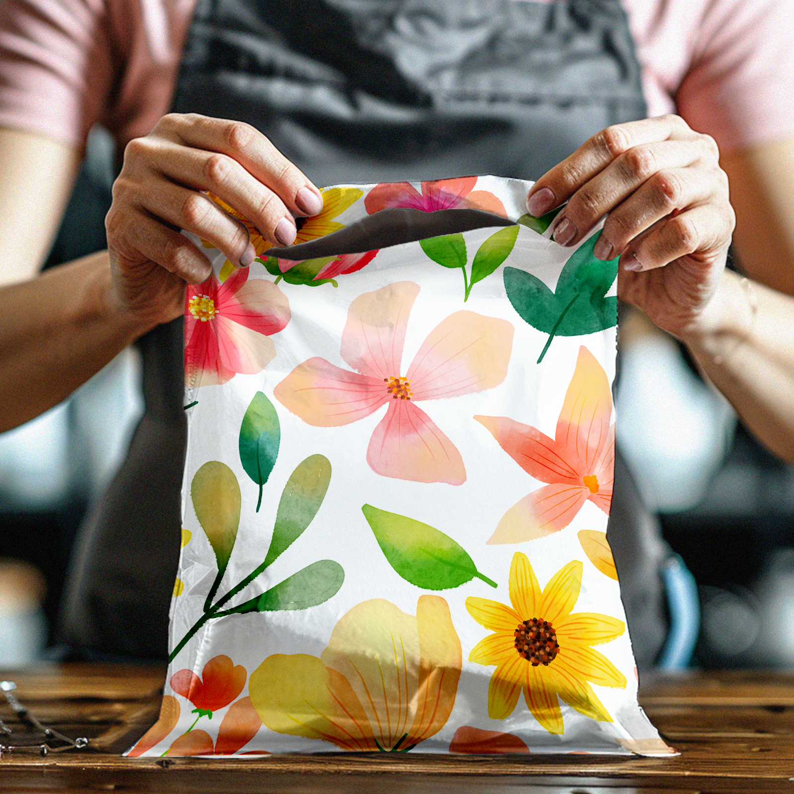 10x13 Watercolor Flowers Poly Mailers – Shipping Bags for Small Business
